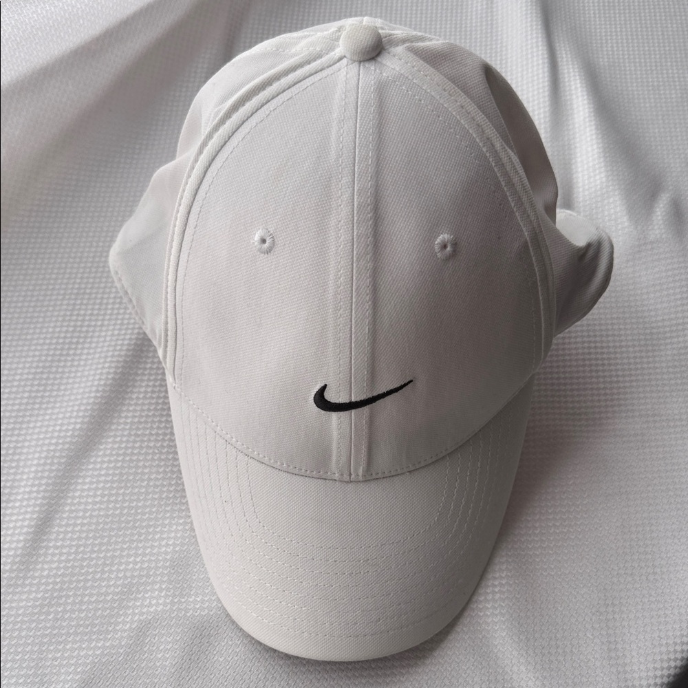 Nike White Dri-Fit Club Cap with Black Logo